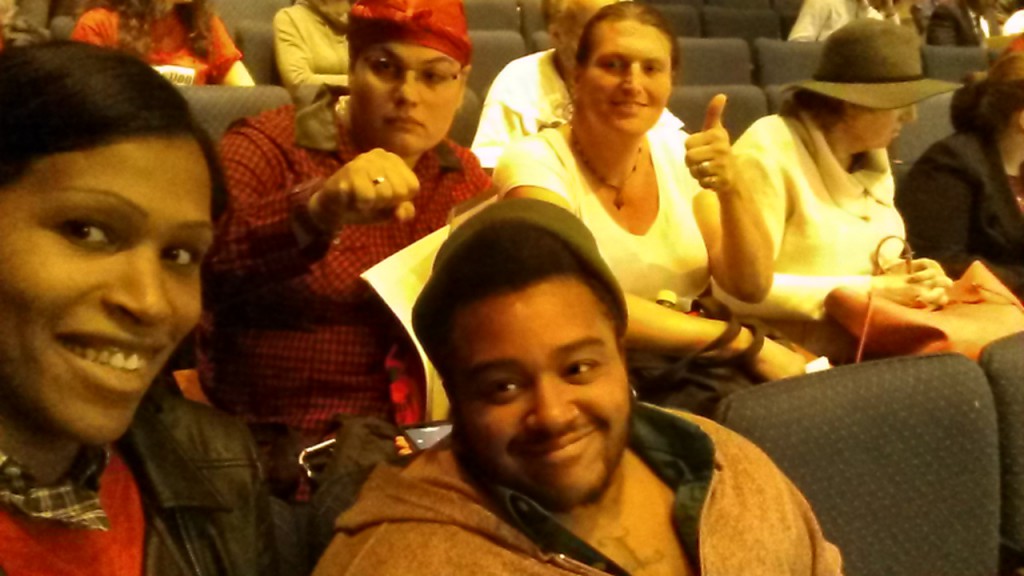 Members of SRLP shows up at a Board of Corrections hearing to speak out against the use of solitary confinement and limitations on visitation rights.